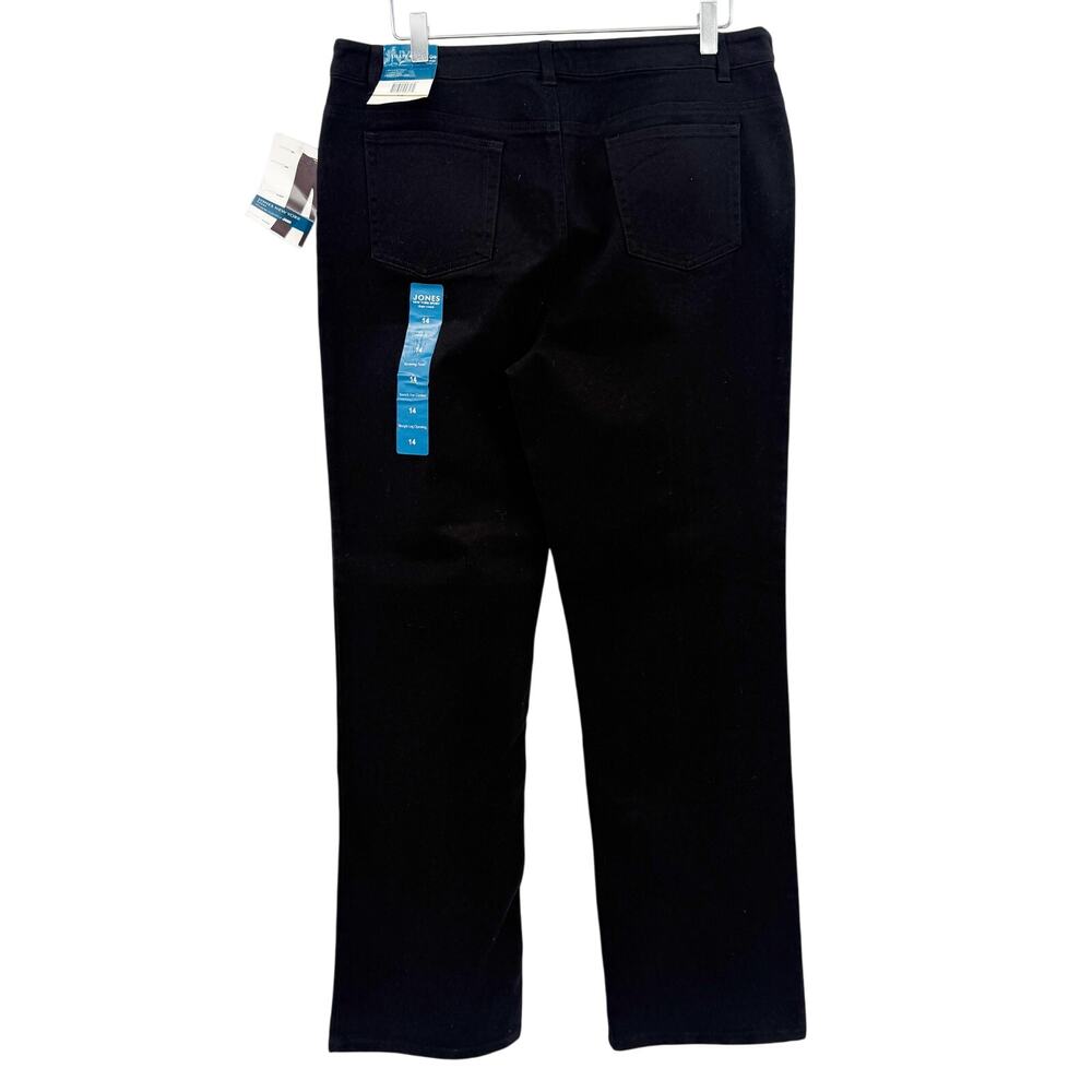 Jones New York black Shape Control denim Jeans women's 14 straight leg pants NEW - Picture 4 of 7